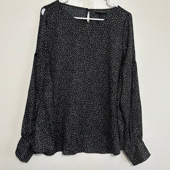Lane Bryant Black and White Cold Shoulder Dot Top Size 18 - Picture 2 of 11